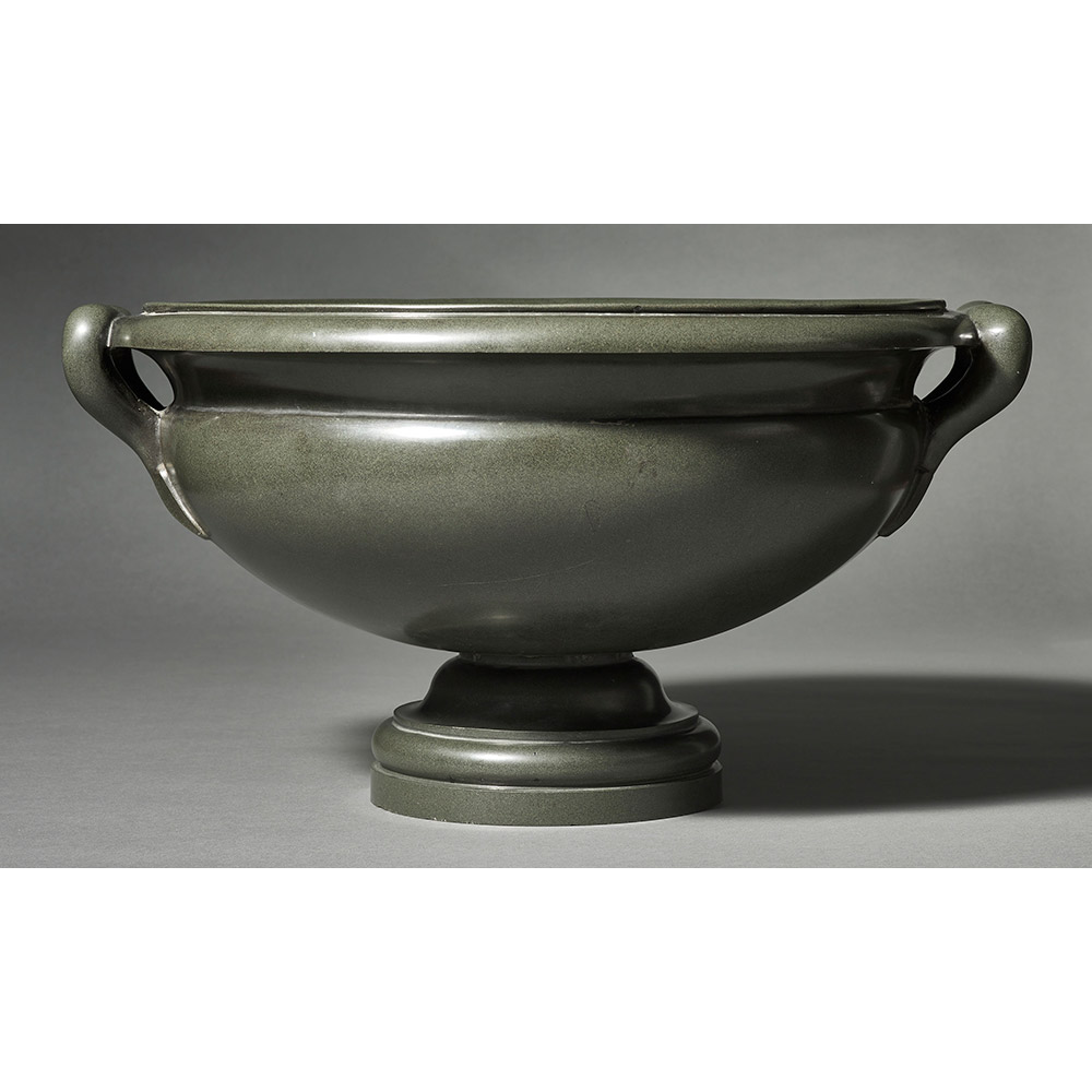 A rare and important Romano - Egyptian Green Greywacke Twin-Handled Libation Cup, Circa 1st Century AD